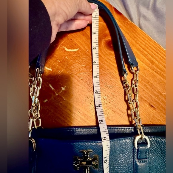 SOLD!!Super soft & beautiful Tory Burch Blue Tote with Chain Handles - Picture 6 of 10